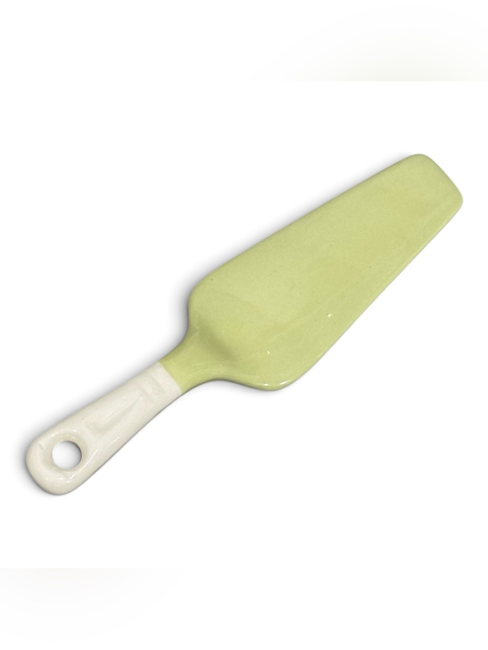 Vintage Green and Cream Ceramic Cake Knife / Pie Server MCM
